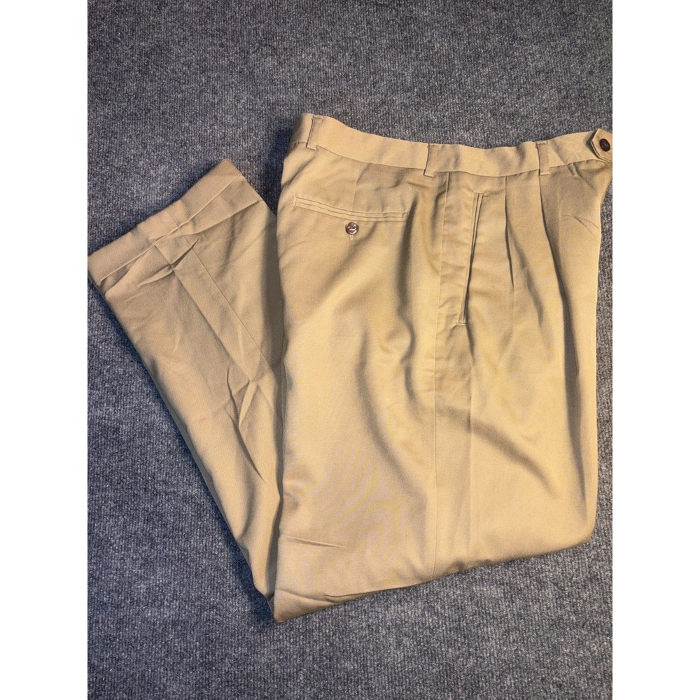 Bugle Boy‎ Dress Pants Men's 32x30 Beige Pleated Formal Cuff Ankle Straight Leg
